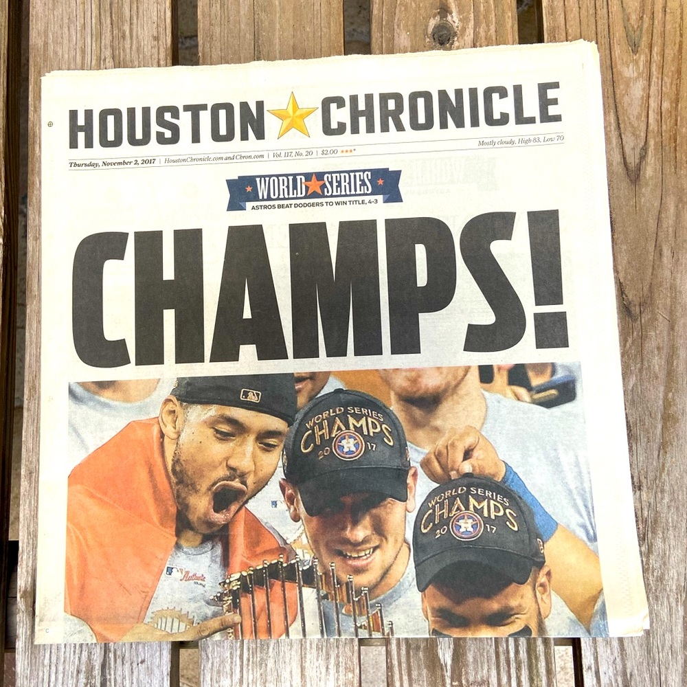 Houston Chronicle Astros Champs World Series Thursday Nov 2 2017 News Paper